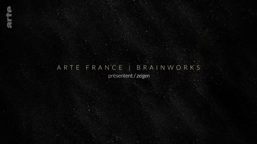 Carton de présentation affichant les logos et noms de Arte France et Brainworks sur un fond texturé sombre.