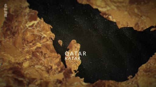 Une carte géographique stylisée montrant la péninsule du Qatar dans le golfe Persique, utilisée pour illustrer un reportage sur le pays.