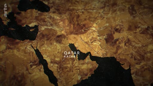 Une carte géographique stylisée montrant la localisation du Qatar au sein de la péninsule arabique, utilisée pour illustrer un sujet sur le pays.