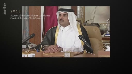 L'émir du Qatar, Tamim ben Hamad Al Thani, s'exprime lors d'une allocution officielle diffusée par la télévision nationale qatarienne en 2013.