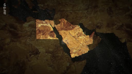 Représentation graphique stylisée de la péninsule arabique sur un fond sombre, utilisée dans un contexte documentaire ou informatif.