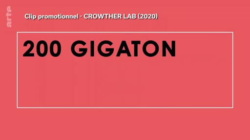 Une infographie extraite d'un clip promotionnel du Crowther Lab en 2020 affiche le chiffre de 200 gigatonnes, illustrant les enjeux liés au potentiel de reforestation mondial.