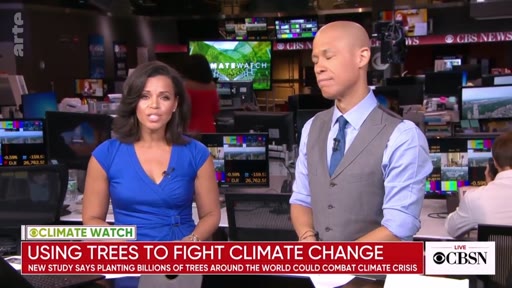 Les présentateurs de CBS News animent une émission Climate Watch consacrée à une étude sur la plantation massive d'arbres pour combattre la crise climatique.