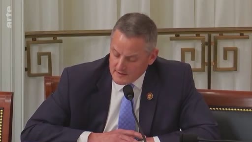 Un homme en costume, portant un pin's du Congrès américain, s'exprime lors d'une audition officielle au Capitole, dans le cadre d'un débat sur la reforestation.