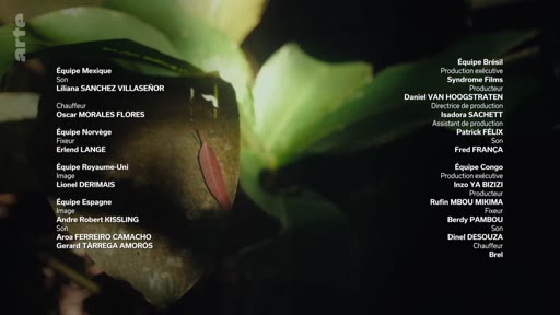 Le générique de fin du documentaire affiche les noms des équipes de production basées au Mexique, en Norvège, au Royaume-Uni, en Espagne, au Brésil et au Congo.