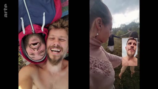 Un homme communique par appel vidéo avec ses proches, illustrant des moments de partage et de retrouvailles dans un contexte personnel. L'image montre une interaction intime entre des individus séparés géographiquement.