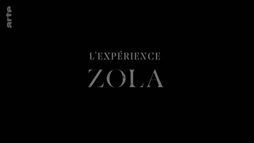 Titre du documentaire L'Expérience Zola diffusé sur la chaîne Arte, présenté sous forme de carton de texte sur fond noir.